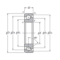 Single Angular Contact Thrust Ball Bearing for Ball Screws - Open Type - Dimensions