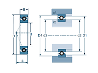 Sealed Hybrid Angular Contact Ball Bearing - Contact Angle 17°, High Precision - Dimensions