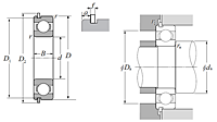 Single Row Radial Ball Bearing - Open Type w/ Snap Ring - Dimensions