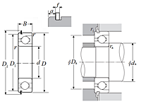 Single Row Radial Ball Bearing - Open Type w/ Snap Ring, Series BL - Dimensions