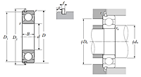 Single Row Radial Ball Bearing - Double Shielded w/ Snap Ring - Dimensions