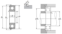 Single Row Radial Ball Bearing - Single Shielded w/ Snap Ring - Dimensions