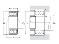 Double Row Angular Contact Ball Bearing - Double Shielded - Dimensions