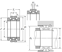 Double Direction Angular Contact Thrust Ball Bearings - Dimensions