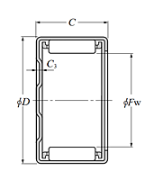 Drawn Cup Needle Roller Bearing - BK Type - Dimensions