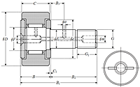 Cam Follower Stud Type Track Roller Bearing - Cylindrical O.D., KR Type - Dimensions