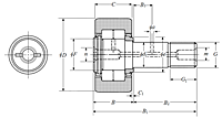 Cam Follower Stud Type Track Roller Bearing - Cylindrical O.D., NUKR Type - Dimensions