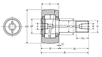 Cam Follower Stud Type Track Roller Bearing - Spherical O.D., NUKRT Type - Dimensions