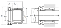 Needle Roller Bearing with Thrust Ball Bearing - Open Type - Dimensions