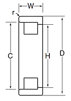 Outer Ring w/ One Rib, No Rollers - Dimensions