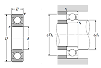 Single Row Radial Ball Bearing - Double Sealed (Contact Rubber Seal) - Dimensions