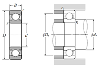 Single Row Radial Ball Bearing - Removable Double Shield - Dimensions