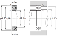 Sealed High-Speed Angular Contact Ball Bearings - BNS Ultage Type - Dimensions