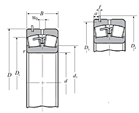 Spherical Roller Bearings w/ Snap Ring - Dimensions