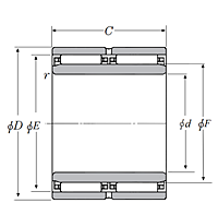 Double Row Machined-Ring Needle Roller Bearings - Separable Type w/ Inner Ring - Dimensions