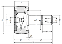 Cam Follower Stud Type Track Roller Bearing - Spherical O.D., KRT Type - Dimensions