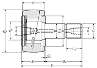 Cam Follower Stud Type Track Roller Bearing - Spherical O.D., KR - Dimensions