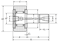 Cam Follower Stud Type Track Roller Bearing - Cylindrical O.D., KRT Type - Dimensions