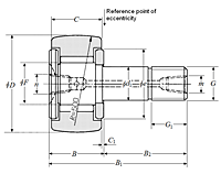 Cam Follower Stud Type Track Roller Bearing - Spherical O.D., KRVU Type - Dimensions