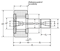 Cam Follower Stud Type Track Roller Bearing - Cylindrical O.D., KRVU Type - Dimensions