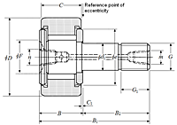 Cam Follower Stud Type Track Roller Bearing - Cylindrical O.D., KRVU..LL Type - Dimensions