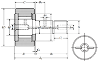 Cam Follower Stud Type Track Roller Bearing - Cylindrical O.D., KRV Type - Dimensions