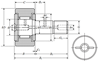 Cam Follower Stud Type Track Roller Bearing - Cylindrical O.D., CR Type - Dimensions