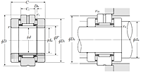 Needle Roller Bearing with Double-Direction Thrust Needle Roller Bearing - AXN Type - Dimensions