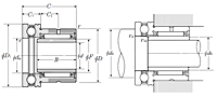 Needle Roller Bearing with Thrust Ball Bearing - Open Type w/ Inner Ring - Dimensions