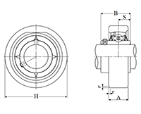 Cartridge Unit, Cast Housing, Set Screw, UCC Type - Dimensions