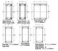 Machined-Ring Needle Roller Bearings w/o Inner Ring - Dimensions 