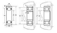 Outer Ring w/ Cage & Rollers, Two Ribs & Blind Dowel Hole in Outer Ring O.D. - Dimensions