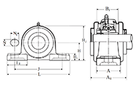 Pillow Block Unit, Adapter, Pressed Steel Dust Cover, Closed End, UKP Type - Dimensions