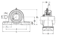 Pillow Block Unit, Cast Housing, Narrow Set Screw, ASPL Type - Dimensions