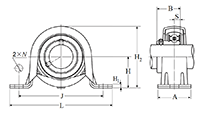 Pillow Block Unit, Set Screw, Pressed Steel Housing, ASRPP Type - Dimensions