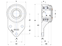 Three Bolt Flanged Unit, Stainless Steel Housing, Set Screw, SUCFB Type - Dimensions - 2