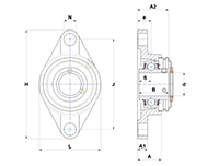 Two Bolt Rhombus Flanged Unit, Stainless Steel Housing, Set Screw, SUCFL Type - Dimensions - 2