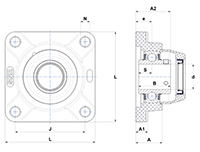 Four Bolt Square Flanged Unit, Thermoplastic Housing, Set Screw, SUCFPL Type - Dimensions - 2