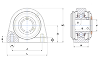 Tapped-Base Pillow Block Unit, Stainless Steel Housing, Set Screw, SUCPA Type - Dimensions - 2