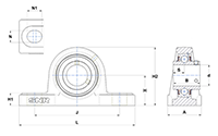 Pillow Block Unit, Stainless Steel Housing, Set Screw, SUCP Type - Dimensions