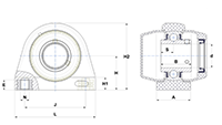 Tapped-Base Pillow Block Unit, Thermoplastic Housing, Set Screw, SUCTBL Type - Dimensions - 2