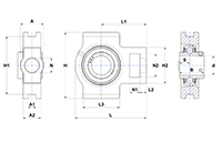 Take-Up Unit, Set Screw, Stainless Steel Housing, SUCT Type - Dimensions