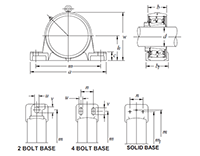 Sealed Spherical Pillow Blocks, SPAW/SPW Type - Dimensions