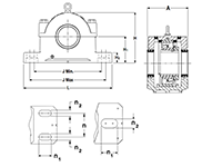 Split Pillow Blocks, Cast Iron Housing, SAF Type - Dimensions