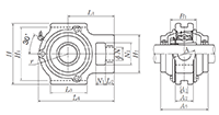 Take-Up Unit, Cast Housing, Adapter, Cast Dust Cover, Open End, UKT Type - Dimensions