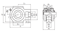 Take-Up Unit, Cast Housing, Adapter, Pressed Steel Dust Cover, Closed End, UKT Type - Dimensions