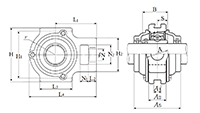 Take-Up Unit, Cast Housing, Set Screw, Cast Dust Cover, Open End, UCT Type - Dimensions