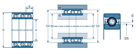 Triple Row Angular Contact Ball Bearing, Machline, Q16 Type - Dimensions