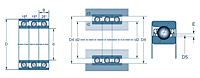 Triple Row Angular Contact Ball Bearing, Machline, Q56 Type - Dimensions