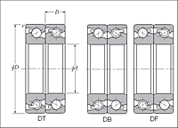 Triple-Row Angular Contact Thrust Ball Bearings for Ball Screws - Dimensions 